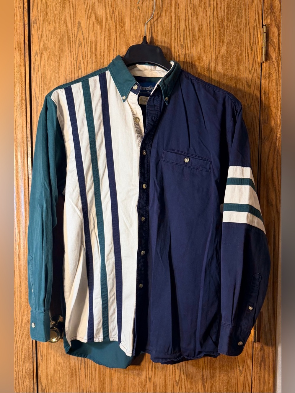 Wrangler 80s Western Patchwork Style Button-Down Shirt - Picture 2 of 5